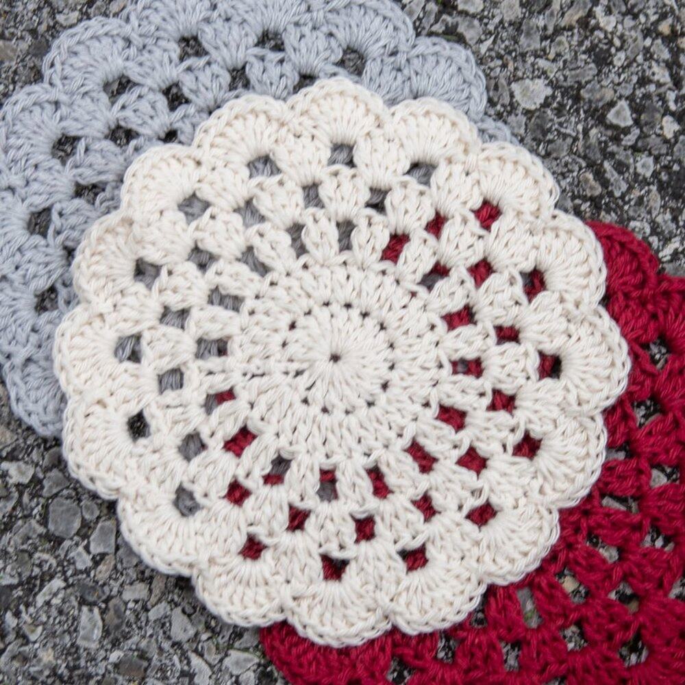3pc Crochet Dishcloths Handmade Round Cotton Wash Cloths Kitchen Coasters Set